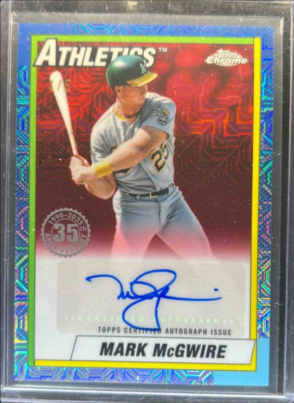 Mark McGwire 2025 Topps #90CA-MMC 1990 Baseball Chrome Silver Pack Autographs (Series 1) - Red Refractor /5 RAW