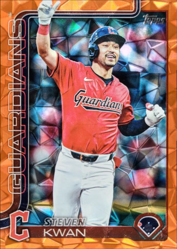 Steven Kwan 2025 Topps #682 Orange Diamante Foil /25 RAW