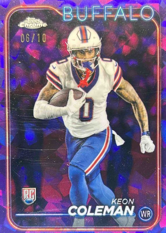 Keon Coleman 2024 Topps Chrome Sapphire Edition #209 Purple /10 Rookie RAW