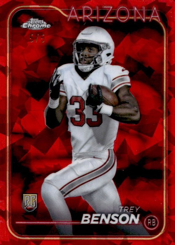 Trey Benson 2024 Topps Chrome Sapphire Edition #214 Red /5 Rookie RAW