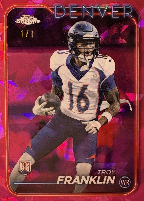 Troy Franklin 2024 Topps Chrome Sapphire Edition #215 Padparadscha /1 Rookie RAW