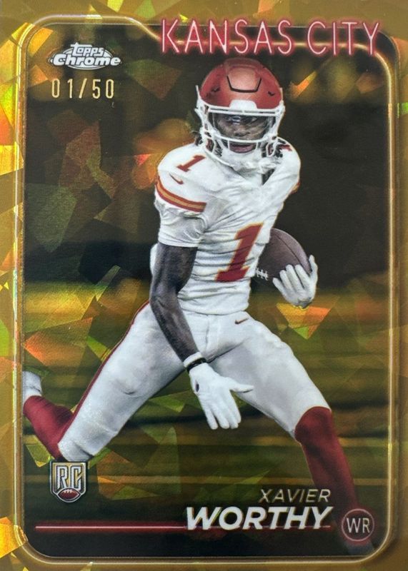 Xavier Worthy 2024 Topps Chrome Sapphire Edition #208 Gold /50 Rookie RAW