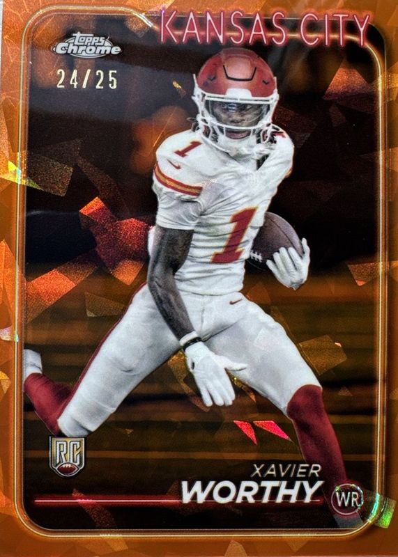 Xavier Worthy 2024 Topps Chrome Sapphire Edition #208 Orange /25 Rookie RAW