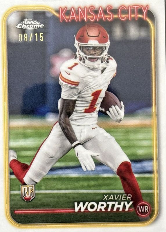 Xavier Worthy 2024 Topps Chrome Sapphire Edition #208 White /15 Rookie RAW