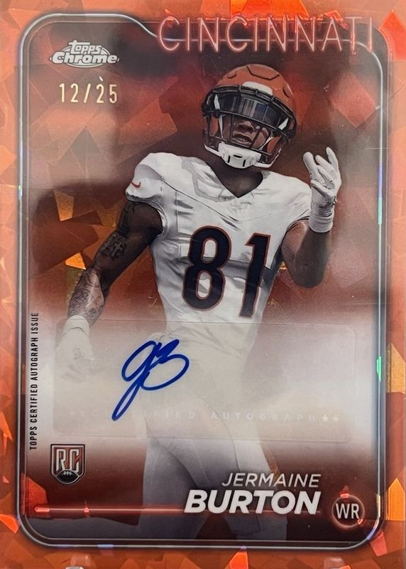 Jermaine Burton 2024 Topps Chrome Sapphire Edition #RA-JB Rookie Autographs - Orange /25 RAW