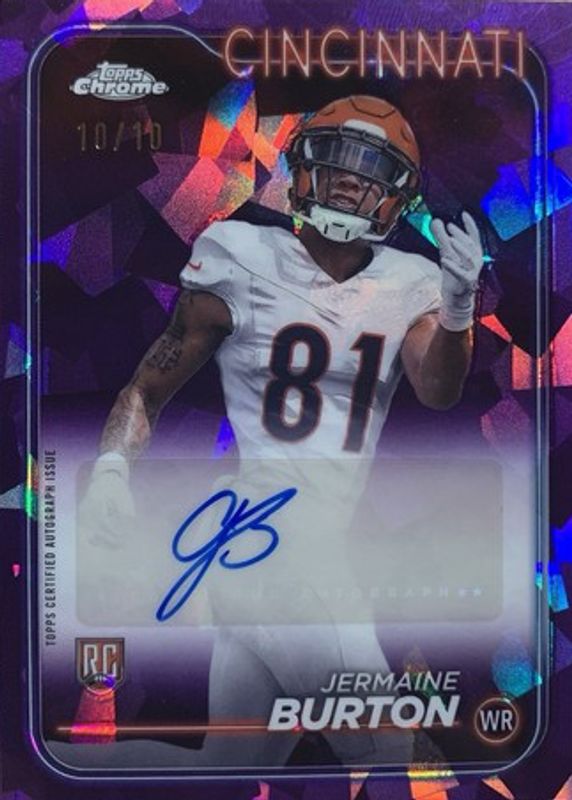 Jermaine Burton 2024 Topps Chrome Sapphire Edition #RA-JB Rookie Autographs - Purple /10 RAW