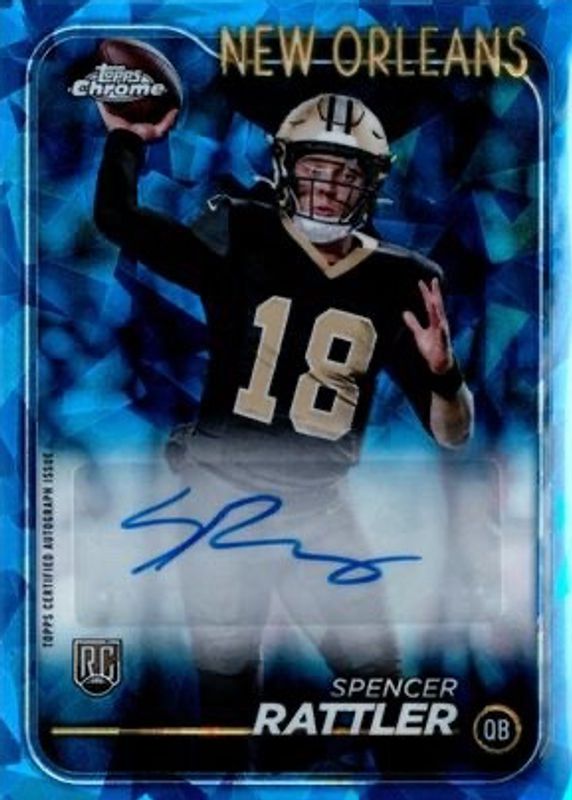 Spencer Rattler 2024 Topps Chrome Sapphire Edition #RA-SRA Rookie Autographs RAW