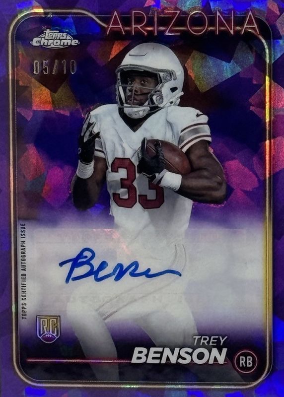Trey Benson 2024 Topps Chrome Sapphire Edition #RA-TBE Rookie Autographs - Purple /10 RAW