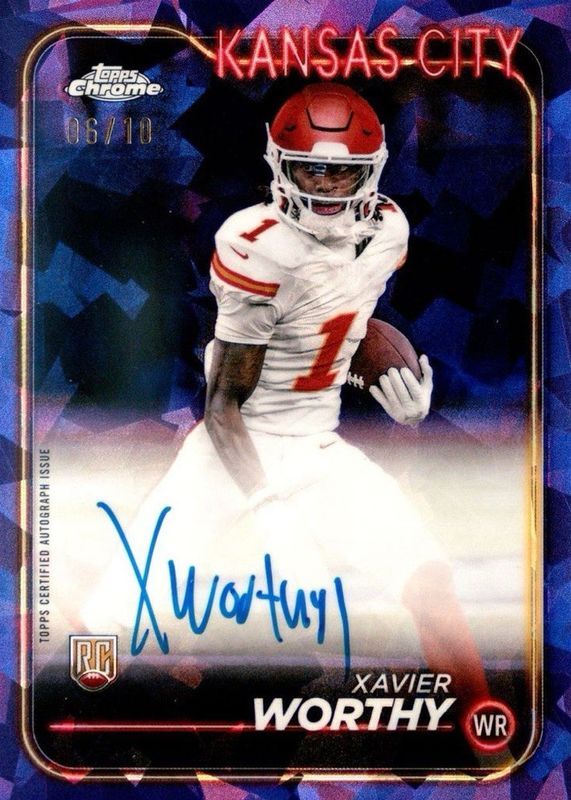 Xavier Worthy 2024 Topps Chrome Sapphire Edition #RA-XWO Rookie Autographs - Purple /10 RAW