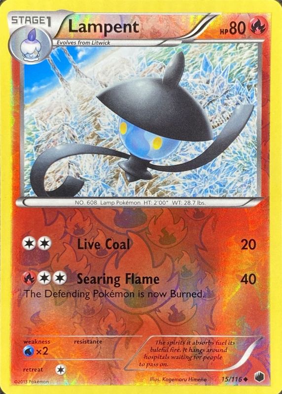 Lampent 2013 Black & White: Plasma Freeze #015/116 Reverse Holo RAW TCG (LIGHTLY PLAYED)