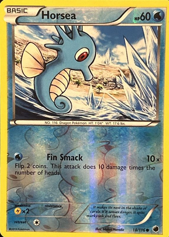Horsea 2013 Black & White: Plasma Freeze #018/116 Reverse Holo RAW TCG (NEAR MINT)