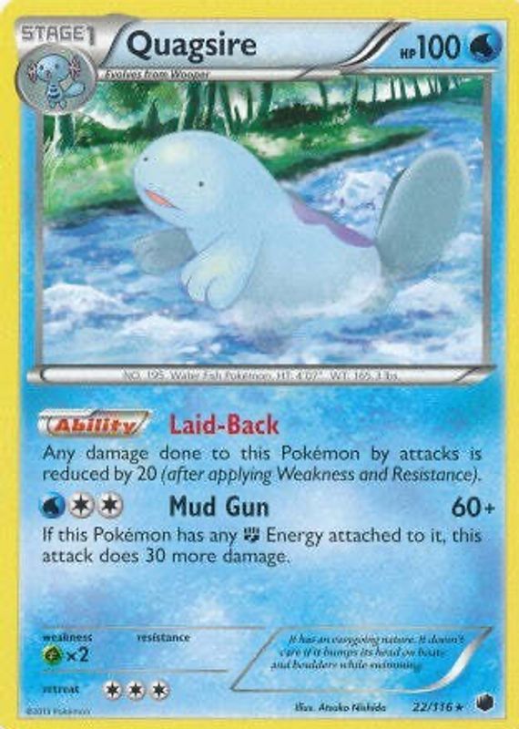 Quagsire 2013 Black & White: Plasma Freeze #022/116 Base RAW TCG (LIGHTLY PLAYED)
