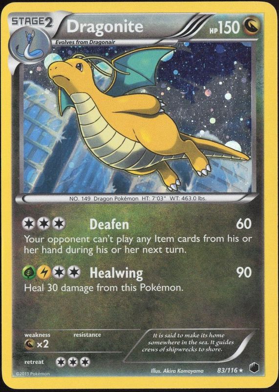 Dragonite 2013 Black & White: Plasma Freeze #083/116 Promo (Cosmos Holo) RAW TCG (MODERATELY PLAYED)