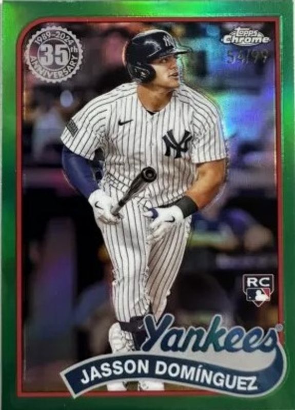 Jasson Dominguez 2024 Topps Chrome #89CB-12 1989 Baseball - Green Refractor /99 Rookie RAW