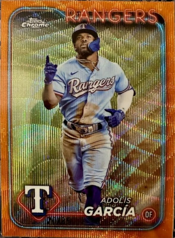 Adolis Garcia 2024 Topps Chrome #114 Orange Wave Refractor /25 RAW