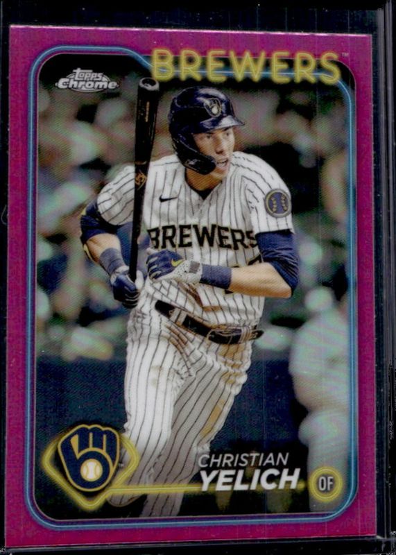 Christian Yelich 2024 Topps Chrome #253 Pink Refractor RAW