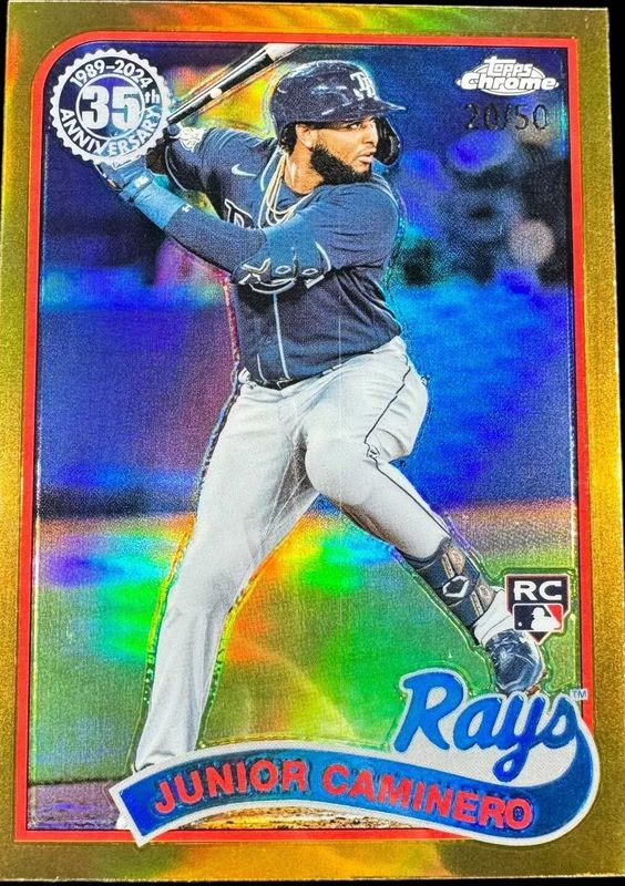 Junior Caminero 2024 Topps Chrome #89CB-15 1989 Baseball - Gold Refractor /50 Rookie RAW