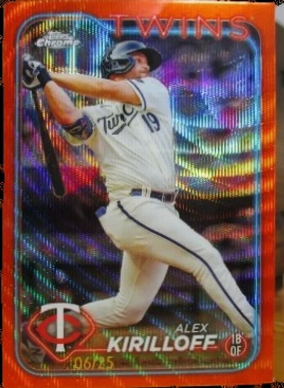 Alex Kirilloff 2024 Topps Chrome #206 Orange Wave Refractor /25 RAW