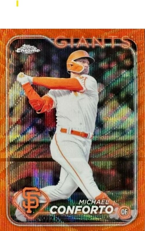 Michael Conforto 2024 Topps Chrome #256 Orange Wave Refractor /25 RAW
