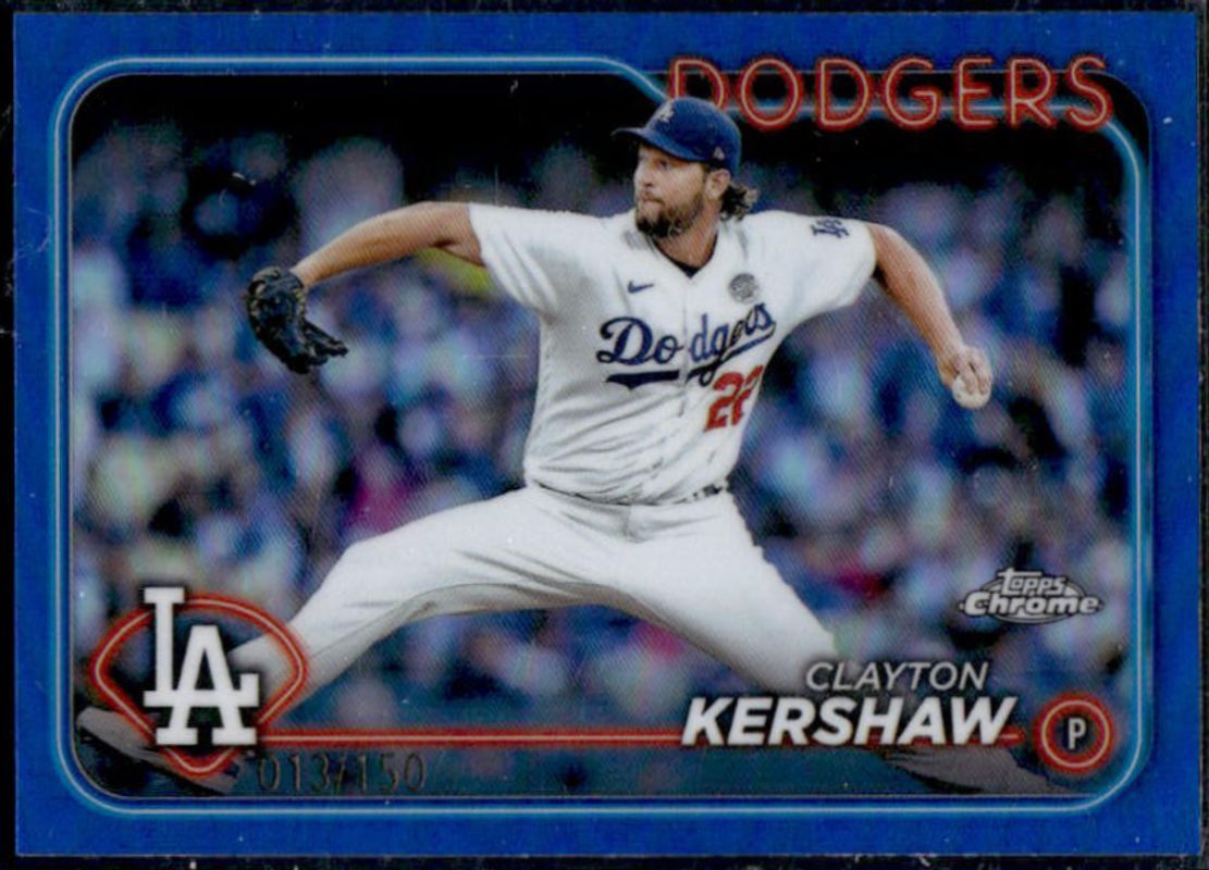Clayton Kershaw 2024 Topps Chrome #110 Blue Refractor /150 RAW