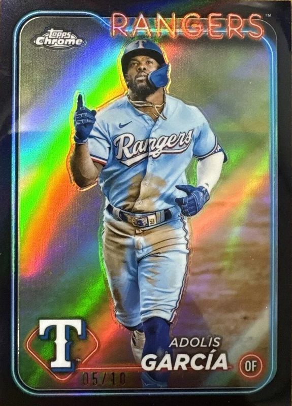 Adolis Garcia 2024 Topps Chrome #114 Black Refractor /10 RAW