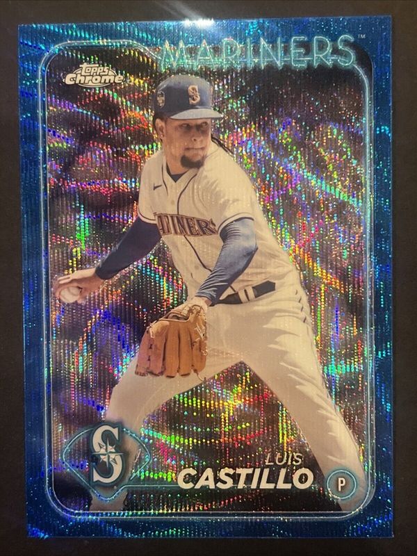 Luis Castillo 2024 Topps Chrome #129 Blue Wave Refractor /75 RAW