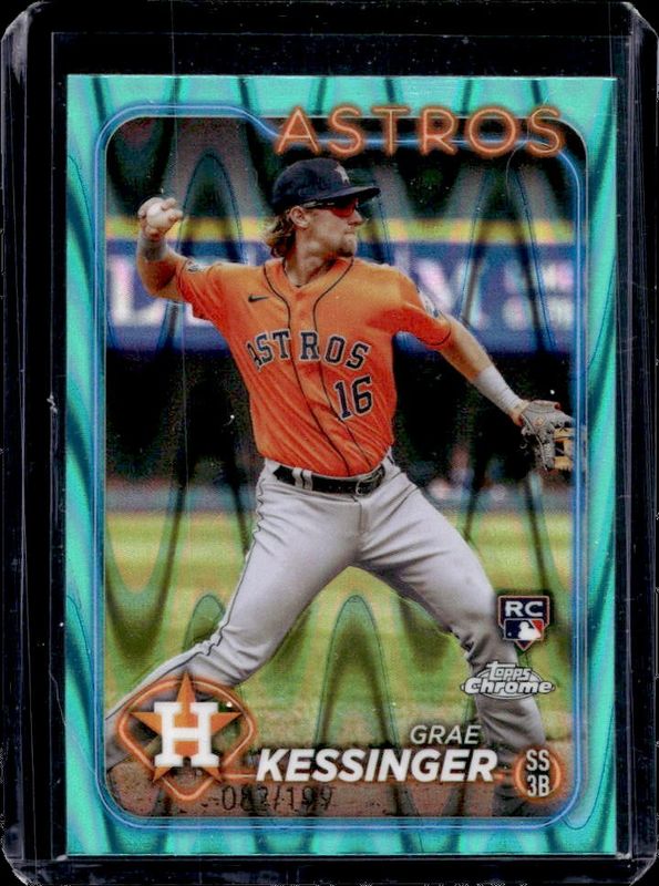 Grae Kessinger 2024 Topps Chrome #193 Aqua RayWave Refractor /199 Rookie RAW