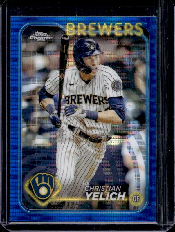 Christian Yelich 2024 Topps Chrome #253 Blue Sonar Refractor /125 RAW