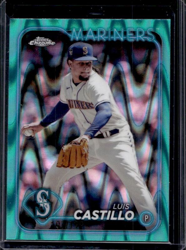Luis Castillo 2024 Topps Chrome #129 Aqua RayWave Refractor /199 RAW
