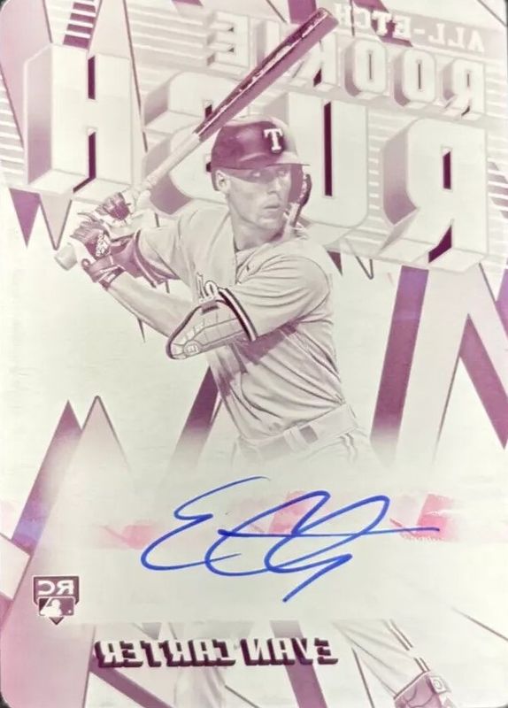 Evan Carter 2024 Topps Chrome #CERA-EVA Chrome All Etch Rookie Rush Autographs - Printing Plate Magenta /1 RAW