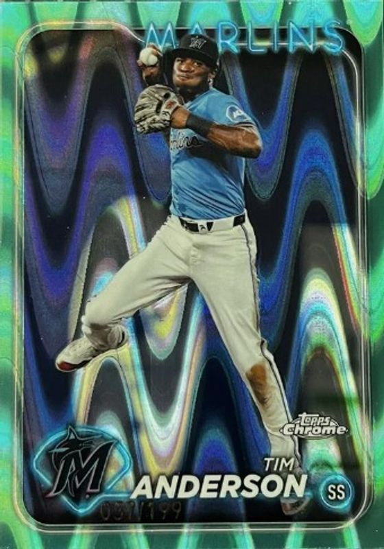 Tim Anderson 2024 Topps Chrome #204 Aqua RayWave Refractor /199 RAW