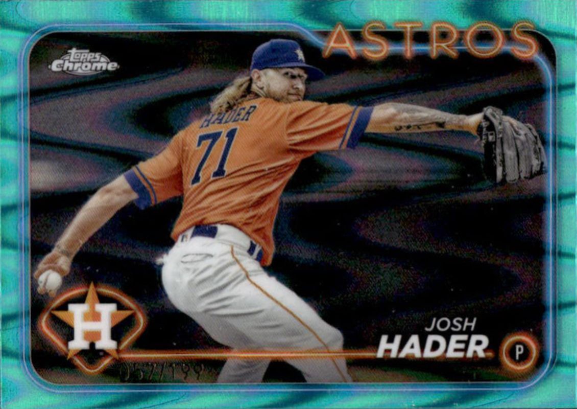 Josh Hader 2024 Topps Chrome #162 Aqua RayWave Refractor /199 RAW