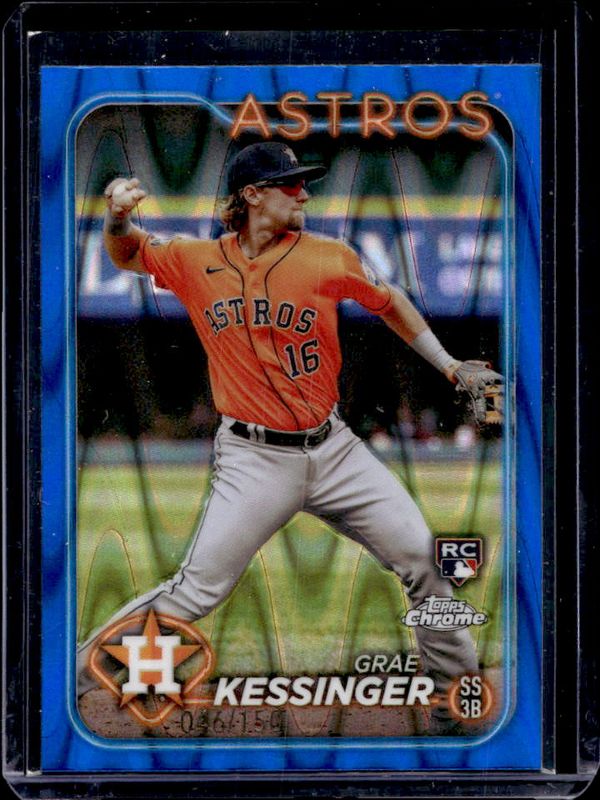 Grae Kessinger 2024 Topps Chrome #193 Blue RayWave Refractor /150 Rookie RAW