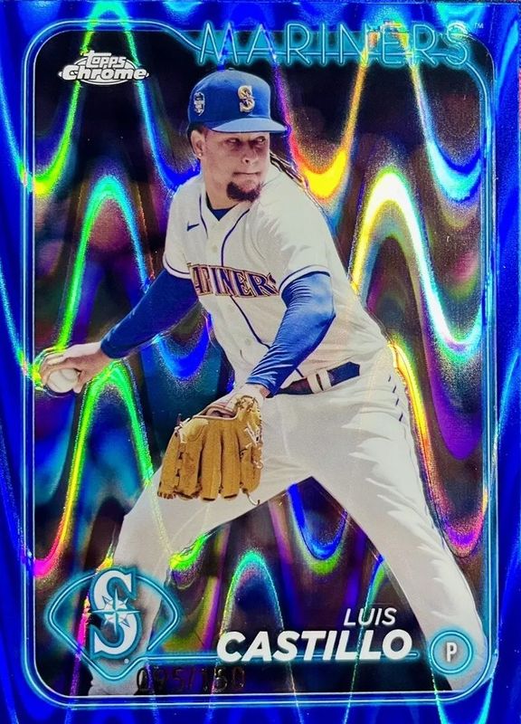 Luis Castillo 2024 Topps Chrome #129 Blue RayWave Refractor /150 RAW