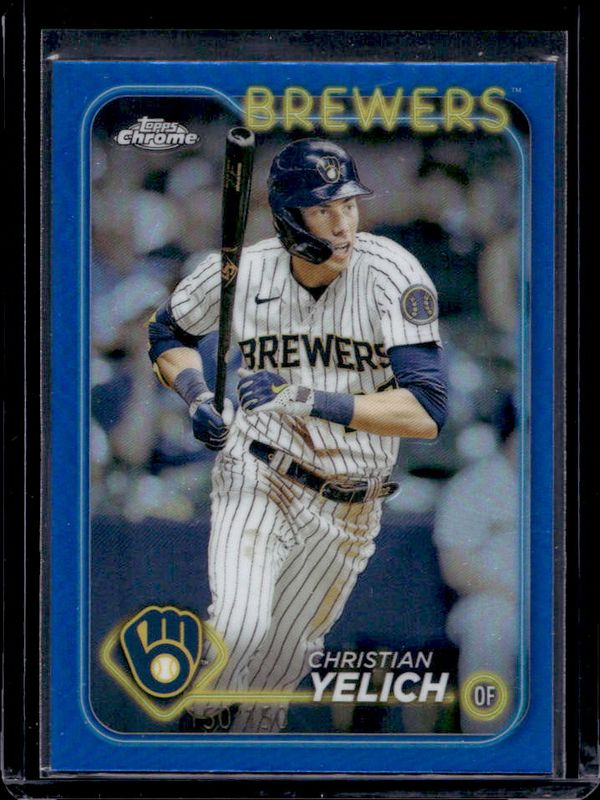 Christian Yelich 2024 Topps Chrome #253 Blue Refractor /150 RAW