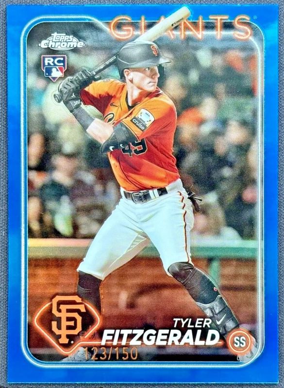 Tyler Fitzgerald 2024 Topps Chrome #131 Blue Refractor /150 Rookie RAW