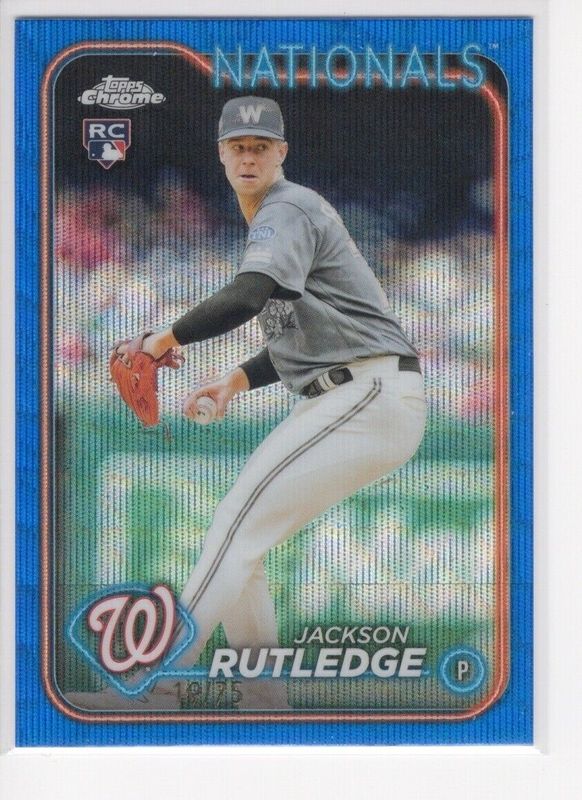 Jackson Rutledge 2024 Topps Chrome #42 Blue Wave Refractor /75 Rookie RAW