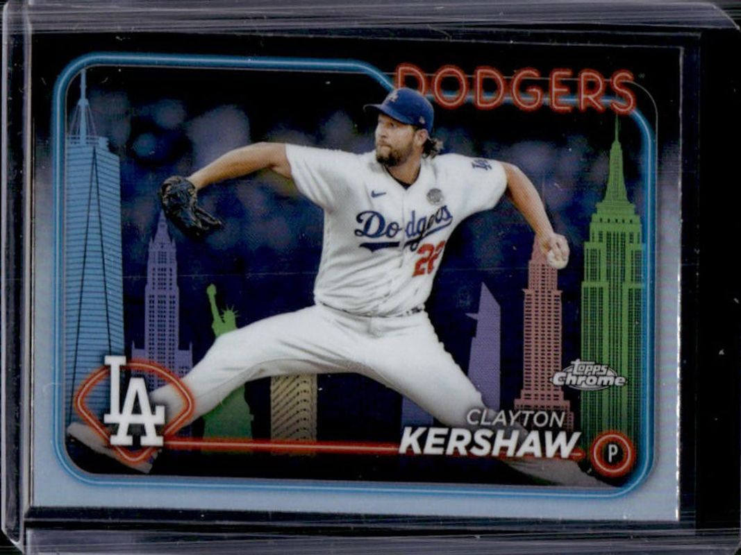 Clayton Kershaw 2024 Topps Chrome #110 Big Apple Refractor /(SSP) RAW