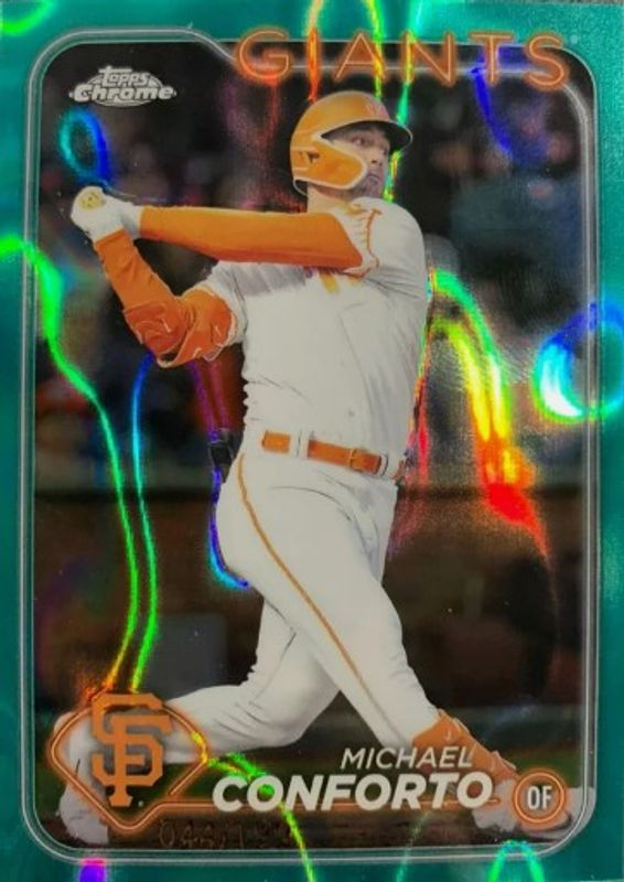 Michael Conforto 2024 Topps Chrome #256 Aqua Lava Refractor /199 RAW