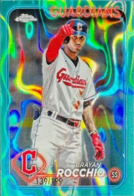 Brayan Rocchio 2024 Topps Chrome #113 Aqua Lava Refractor /199 RAW