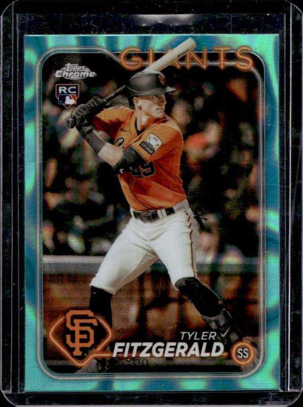 Tyler Fitzgerald 2024 Topps Chrome #131 Aqua Lava Refractor /199 Rookie RAW