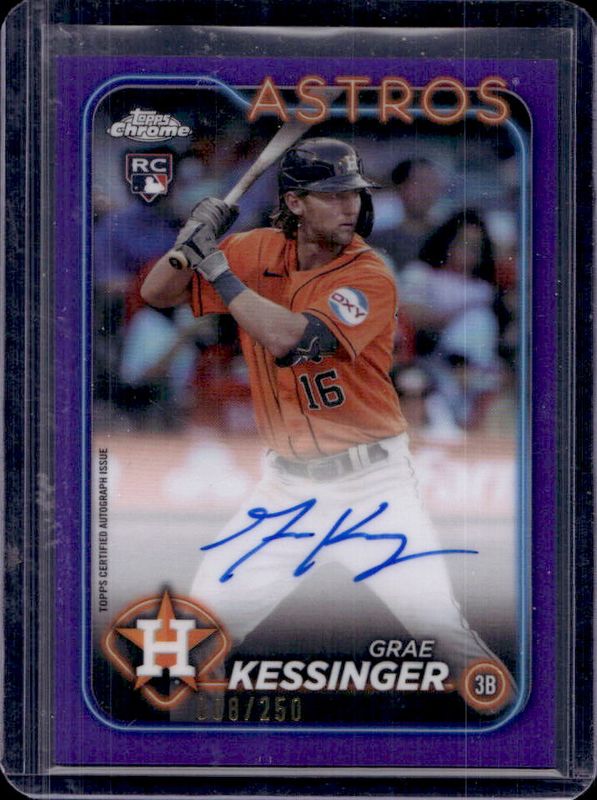 Grae Kessinger 2024 Topps Chrome #RA-GK Rookie Autographs - Purple Refractor /250 RAW