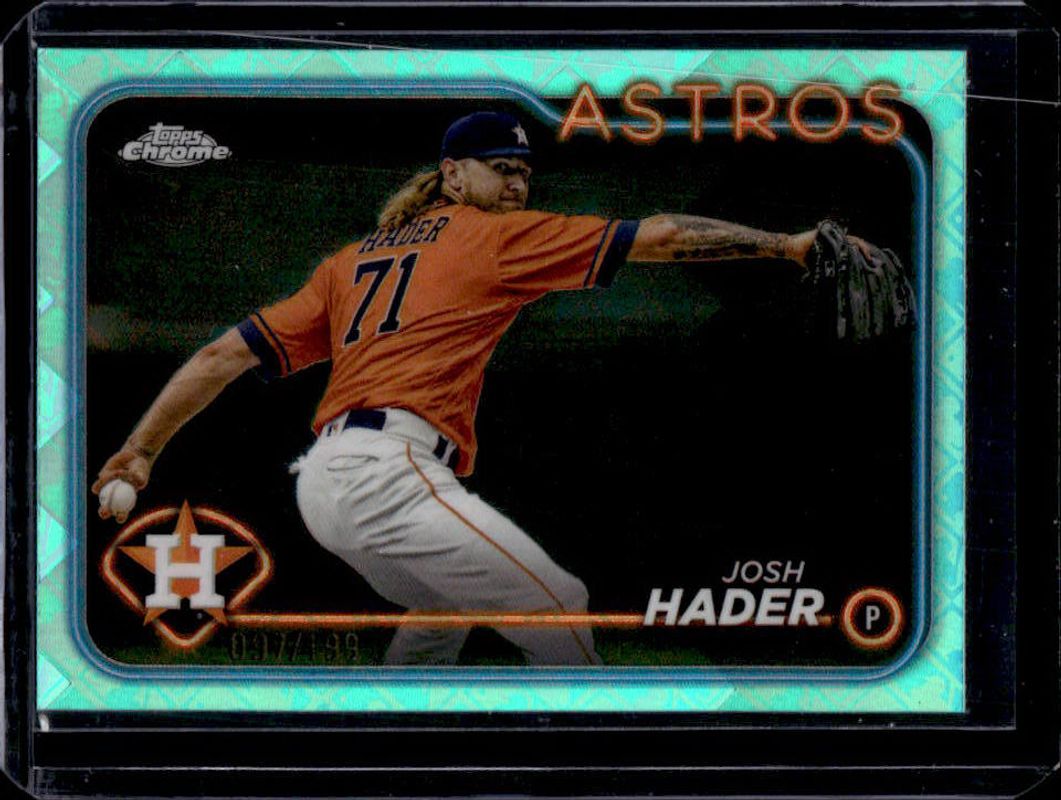 Josh Hader 2024 Topps Chrome Logofractor Edition #162 Aqua /199 RAW