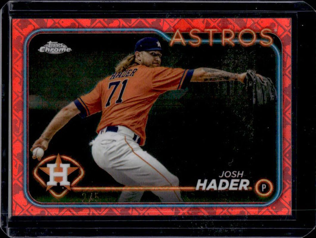 Josh Hader 2024 Topps Chrome Logofractor Edition #162 Red /5 RAW
