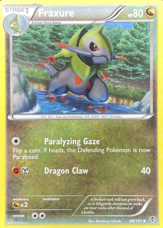 Fraxure 2013 Black & White: Plasma Blast #068/101 Base RAW TCG (NEAR MINT)