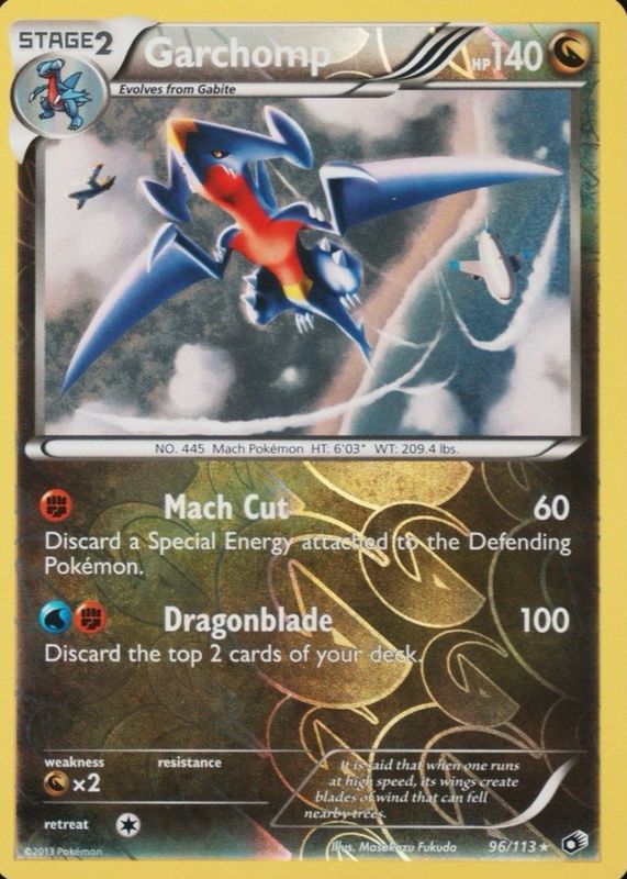 Garchomp 2013 Black & White: Legendary Treasures #096/113 Reverse Holo RAW TCG (LIGHTLY PLAYED)