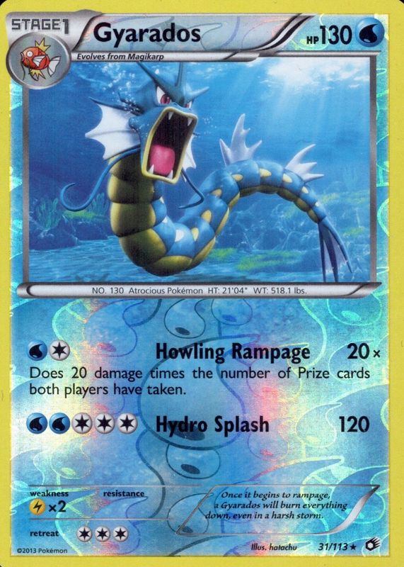 Gyarados 2013 Black & White: Legendary Treasures #031/113 Reverse Holo RAW TCG (LIGHTLY PLAYED)