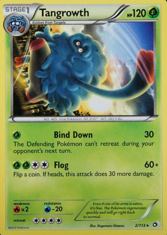 Tangrowth 2013 Black & White: Legendary Treasures #002/113 Base RAW TCG (NEAR MINT)