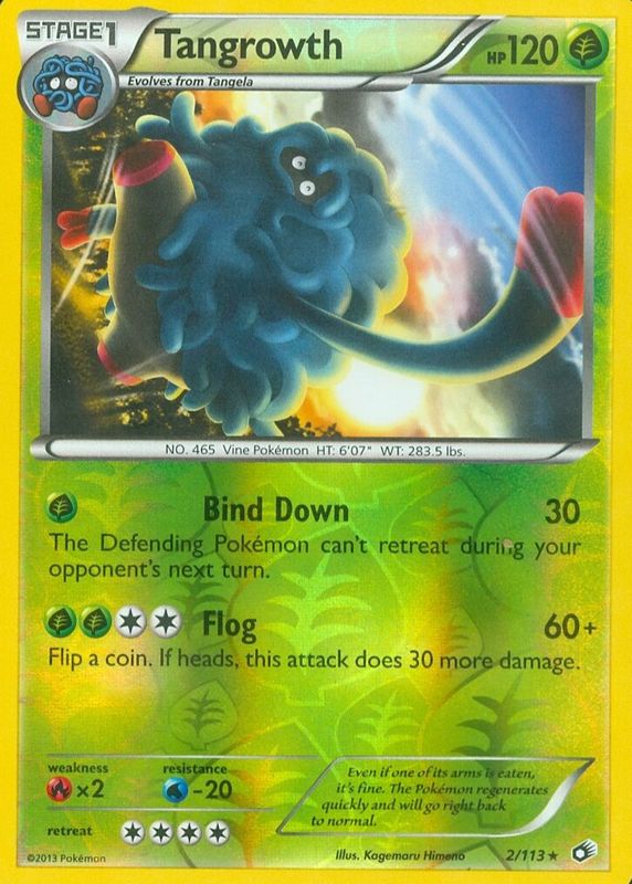 Tangrowth 2013 Black & White: Legendary Treasures #002/113 Reverse Holo RAW TCG (LIGHTLY PLAYED)