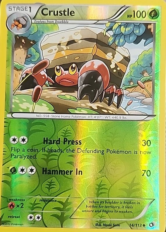 Crustle 2013 Black & White: Legendary Treasures #014/113 Reverse Holo RAW TCG (LIGHTLY PLAYED)